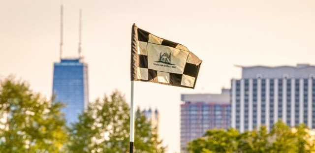 Checkered flag on golf course